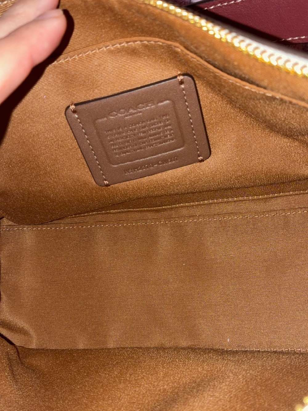 COACH Cream Shoulder Bag with Pink Bow Print and Brown Strap - Picture 2 of 5